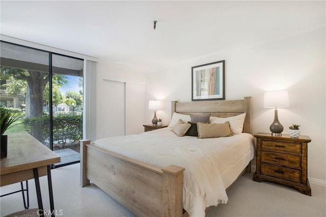 26701 Quail Crk Unit 31, Laguna Hills, CA 92656 - bedroom with access to exterior, expansive windows, light carpet, and a closet