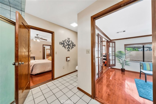 520 W Santa Clara Ave, Santa Ana, CA 92706 - corridor with french doors and ornamental molding