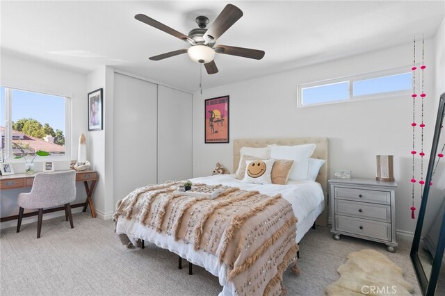 12026 Haven Crest St, Moorpark, CA 93021 - bedroom with a closet, carpet floors, and ceiling fan