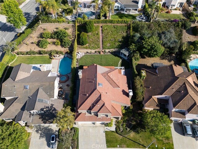 12026 Haven Crest St, Moorpark, CA 93021 - aerial view of property and surrounding area with a pool and nearby suburban area