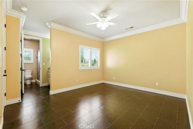 13611 Francisco Dr, Hanford, CA 93230 - empty room with crown molding, ceiling fan, and a smoke detector