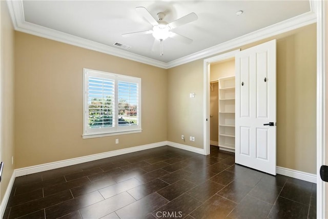 13611 Francisco Dr, Hanford, CA 93230 - empty room with crown molding and a ceiling fan