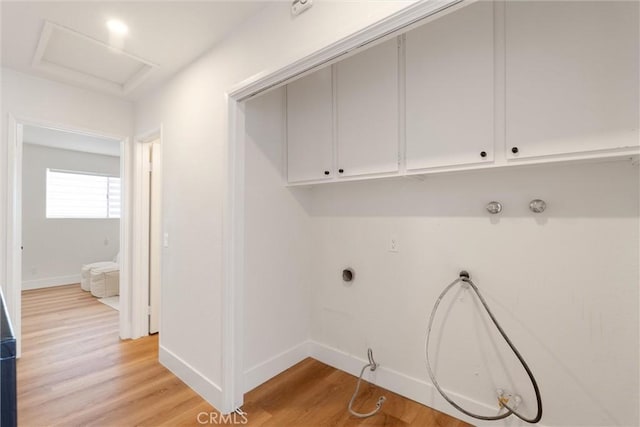525 E Verdugo Ave Unit E, Burbank, CA 91501 - laundry room featuring cabinet space, light wood-style flooring, and attic access