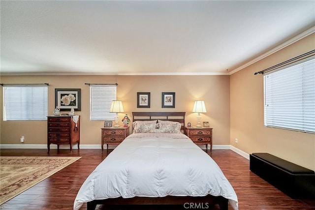 11853 Saybrook Dr, Rancho Cucamonga, CA 91730 - bedroom featuring dark wood-style flooring, ornamental molding, and multiple windows