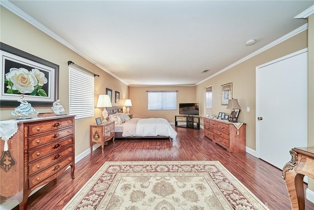 11853 Saybrook Dr, Rancho Cucamonga, CA 91730 - bedroom with dark wood-type flooring and ornamental molding