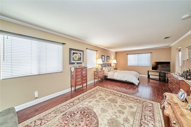 11853 Saybrook Dr, Rancho Cucamonga, CA 91730 - bedroom with crown molding and dark wood-style floors
