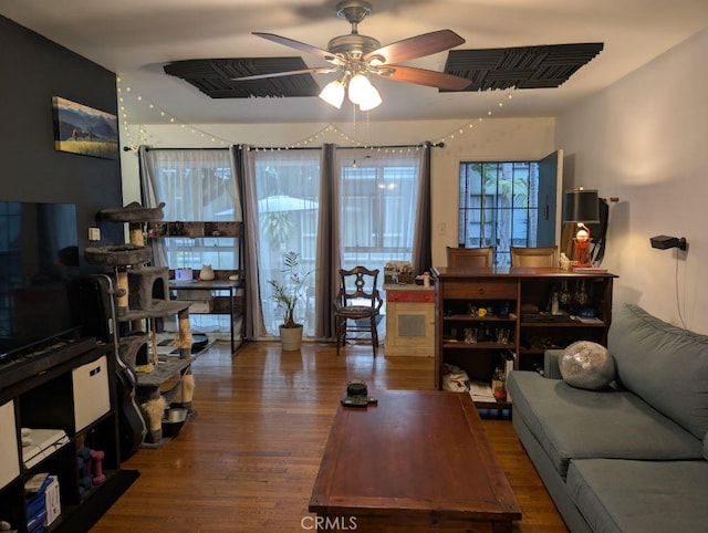 438 Cedar Ave Unit 4, Long Beach, CA 90802 - living area featuring ceiling fan and wood finished floors