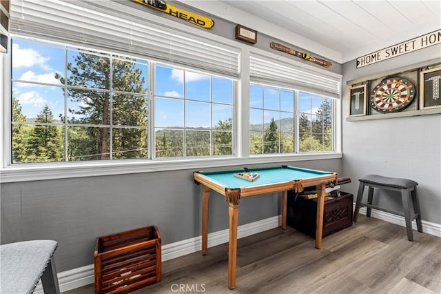 32538 Scandia Dr, Running Springs, CA 92382 - rec room with wood finished floors and billiards table