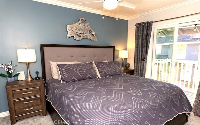 2414 Niagara Way, Costa Mesa, CA 92626 - carpeted bedroom featuring crown molding and access to outside