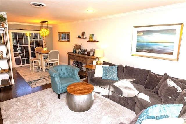 2414 Niagara Way, Costa Mesa, CA 92626 - living area with hardwood / wood-style floors and crown molding