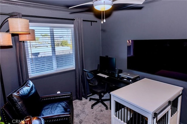 2414 Niagara Way, Costa Mesa, CA 92626 - home office featuring ceiling fan and carpet