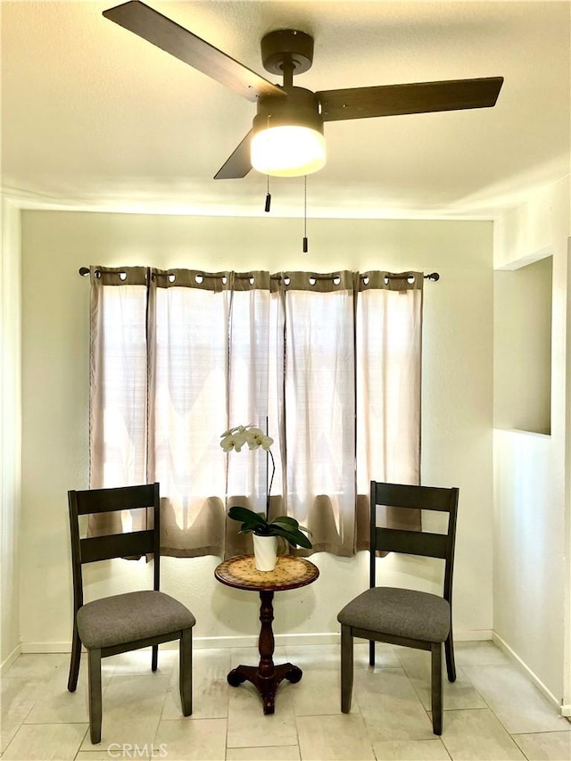 13842 Olive St, Baldwin Park, CA 91706 - sitting room featuring ceiling fan, tile patterned flooring, and healthy amount of natural light