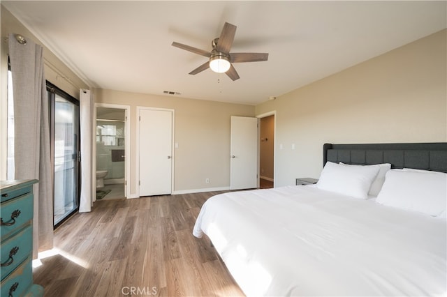 5175 White Tail Pl, Paso Robles, CA 93446 - bedroom with wood finished floors, ensuite bath, and a ceiling fan
