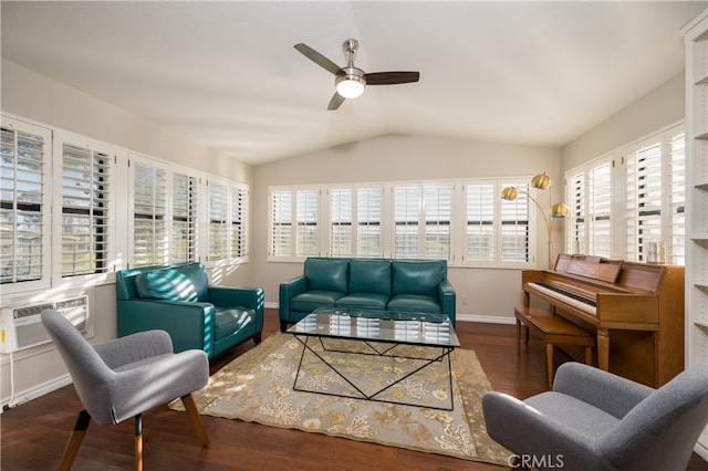 5175 White Tail Pl, Paso Robles, CA 93446 - living room with lofted ceiling, a ceiling fan, wood finished floors, and plenty of natural light