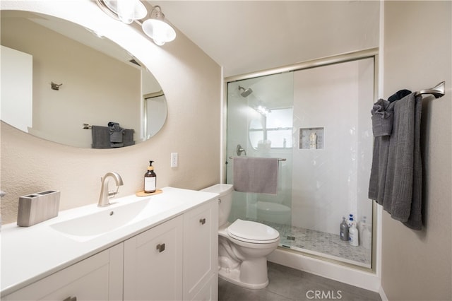 5175 White Tail Pl, Paso Robles, CA 93446 - full bath featuring a shower stall, vanity, and tile patterned flooring