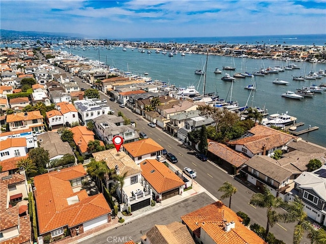 104 Via Lorca, Newport Beach, CA 92663 - aerial view of residential area with a nearby body of water and numerous boat docks