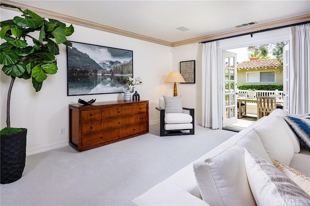 104 Via Lorca, Newport Beach, CA 92663 - carpeted bedroom featuring access to outside and ornamental molding