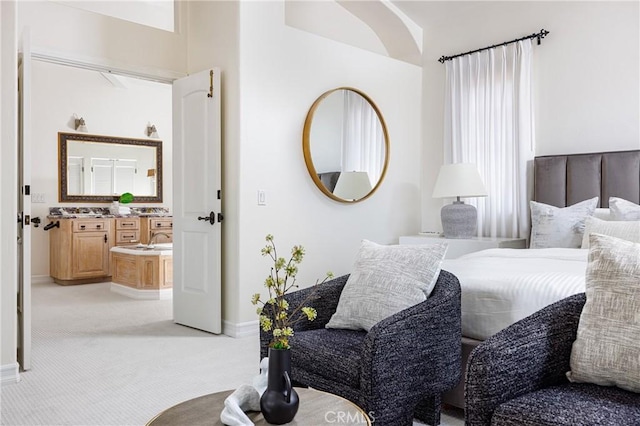104 Via Lorca, Newport Beach, CA 92663 - bedroom featuring light colored carpet and ensuite bath