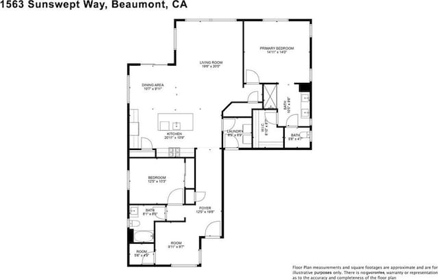 1563 Sunswept Way, Beaumont, CA 92223 - view of floor plan / room layout