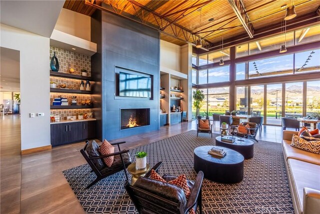 1563 Sunswept Way, Beaumont, CA 92223 - building lobby featuring wood ceiling and a towering ceiling
