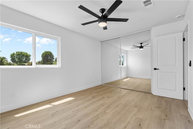 13635 Frady Ave, Chino, CA 91710 - unfurnished bedroom featuring light wood finished floors, a closet, and a ceiling fan