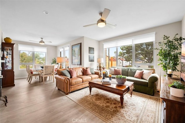 355 N Cleveland St Unit 211, Oceanside, CA 92054 - living room with ceiling fan and light wood-style floors