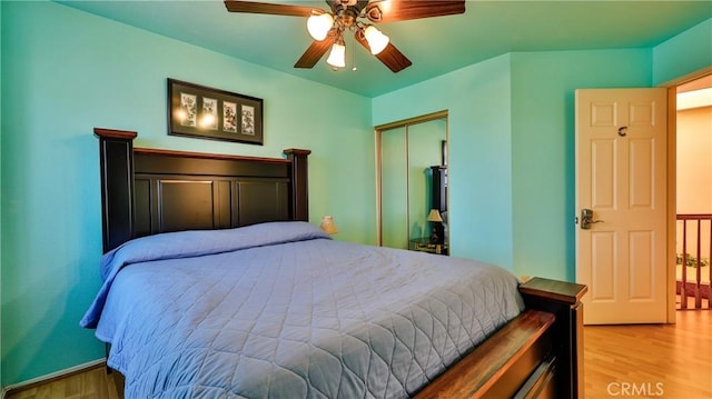 25961 Brookmere Ave, Loma Linda, CA 92354 - bedroom with wood finished floors, a closet, and ceiling fan