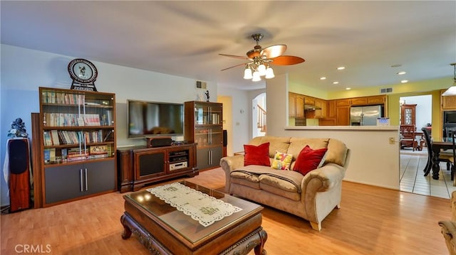 25961 Brookmere Ave, Loma Linda, CA 92354 - living area with a ceiling fan and light wood-type flooring