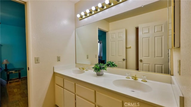 25961 Brookmere Ave, Loma Linda, CA 92354 - full bath featuring double vanity and wood finished floors