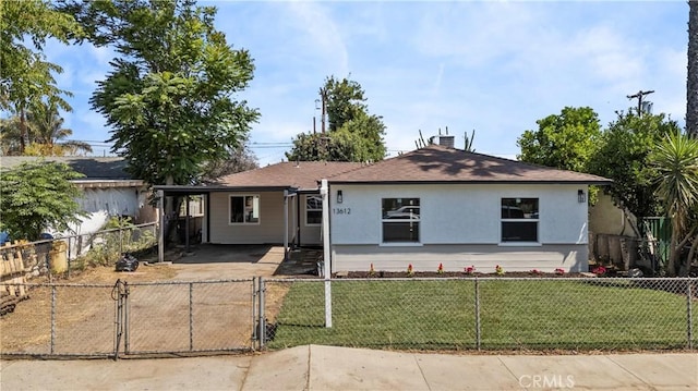 13612 Mercer St, Pacoima, CA 91331 - ranch-style home featuring driveway, a gate, a carport, and stucco siding