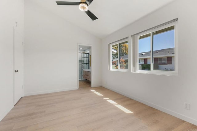 3755 N Vista Campana Unit 30, Oceanside, CA 92057 - spare room with lofted ceiling, light wood-type flooring, and ceiling fan