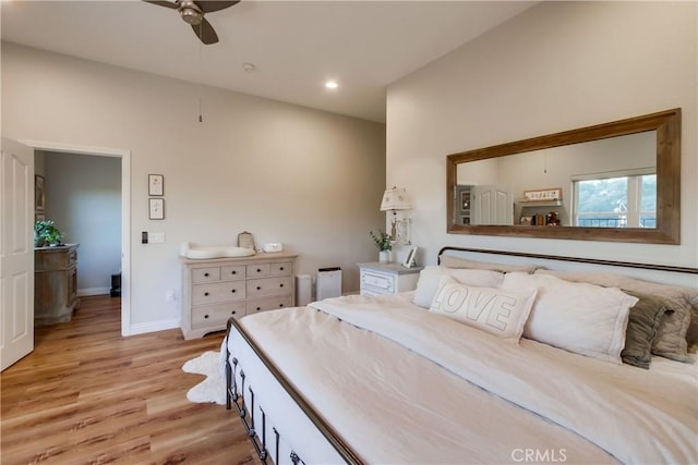 2424 Gird Rd, Fallbrook, CA 92028 - bedroom featuring light wood-type flooring, recessed lighting, and ceiling fan