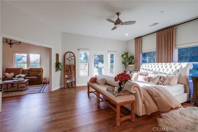 2424 Gird Rd, Fallbrook, CA 92028 - living area with ceiling fan, plenty of natural light, wood finished floors, and recessed lighting