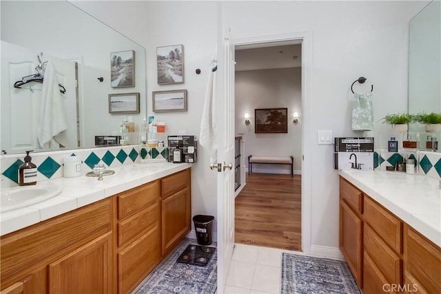 2424 Gird Rd, Fallbrook, CA 92028 - bathroom with double vanity and tile patterned floors