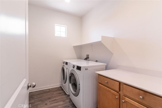 3071 E Silver Sky Dr, Ontario, CA 91762 - washroom featuring washing machine and dryer, dark wood-style flooring, and cabinet space