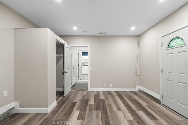 1131 Stewart Ave, Chico, CA 95926 - entrance foyer featuring wood finished floors, recessed lighting, and washer / clothes dryer