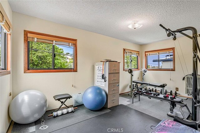 1323 Silvius Ave, San Pedro, CA 90731 - exercise area featuring a textured ceiling