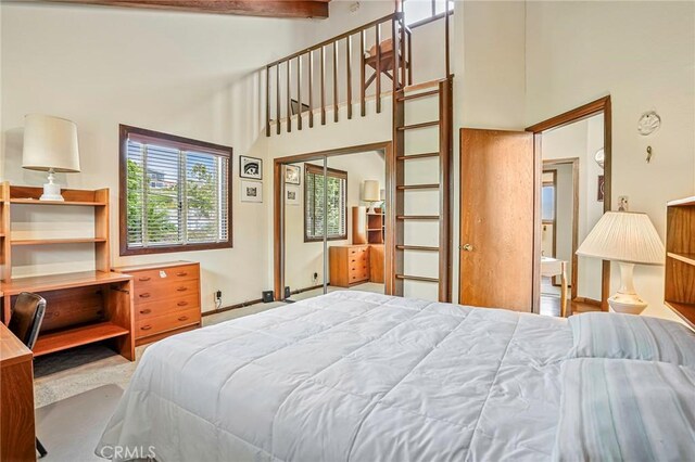 1323 Silvius Ave, San Pedro, CA 90731 - bedroom featuring a high ceiling and beamed ceiling