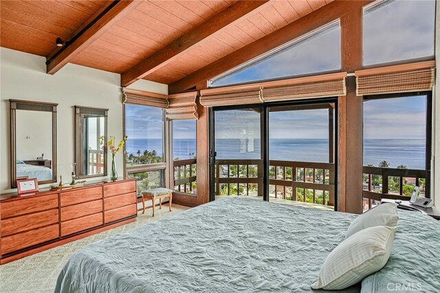 1323 Silvius Ave, San Pedro, CA 90731 - bedroom with a water view, wood ceiling, and access to outside