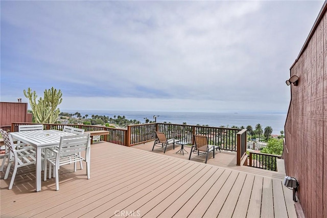 1323 Silvius Ave, San Pedro, CA 90731 - wooden terrace featuring a water view and outdoor dining space