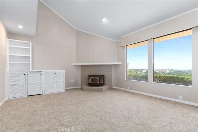 14220 El Monte Rd, Atascadero, CA 93422 - unfurnished living room with ornamental molding and carpet flooring