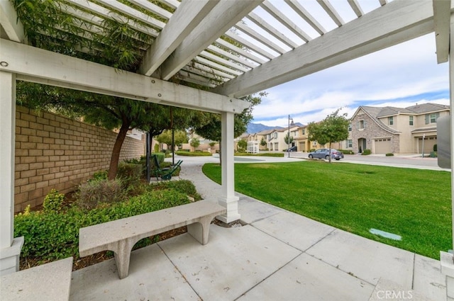 1504 Granada Rd, Upland, CA 91786 - view of patio featuring a residential view and a pergola