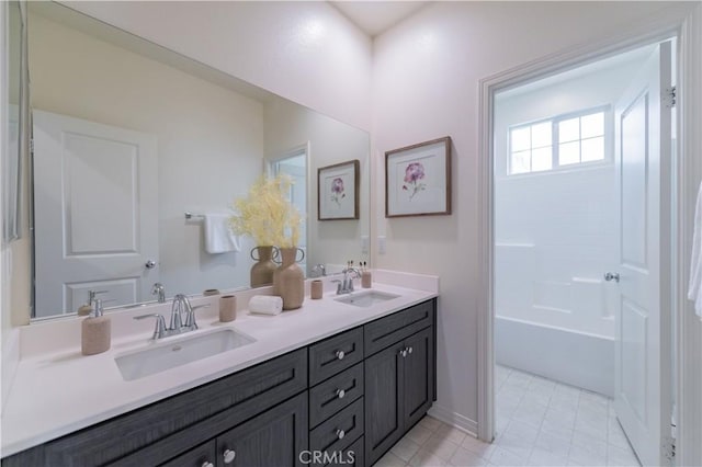 1504 Granada Rd, Upland, CA 91786 - bathroom with double vanity and tile patterned floors