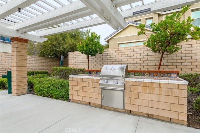 1504 Granada Rd, Upland, CA 91786 - view of patio featuring area for grilling and a pergola