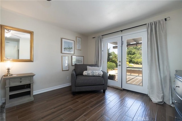 712 Buckingham Dr, Redlands, CA 92374 - sitting room with french doors and dark wood finished floors