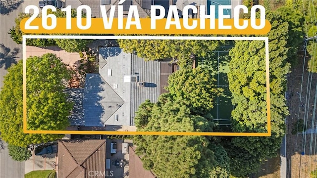 2610 Via Pacheco, Palos Verdes Estates, CA 90274 - aerial view of property and surrounding area with property parcel outlined