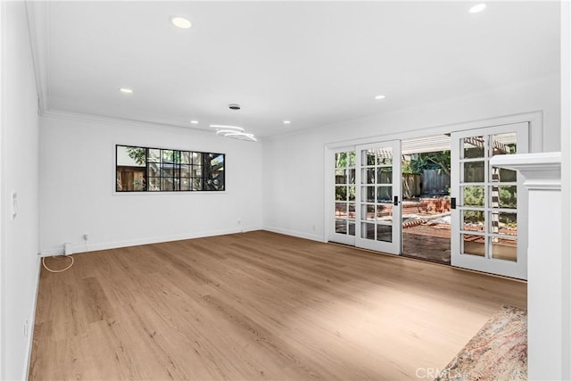 2610 Via Pacheco, Palos Verdes Estates, CA 90274 - unfurnished room with wood finished floors, recessed lighting, ornamental molding, and french doors