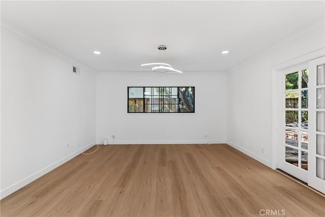 2610 Via Pacheco, Palos Verdes Estates, CA 90274 - empty room featuring light wood-style flooring, crown molding, and recessed lighting