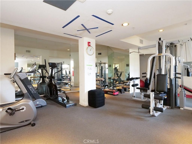 1281 Cabrillo Ave Unit 303, Torrance, CA 90501 - workout area featuring recessed lighting and carpet flooring