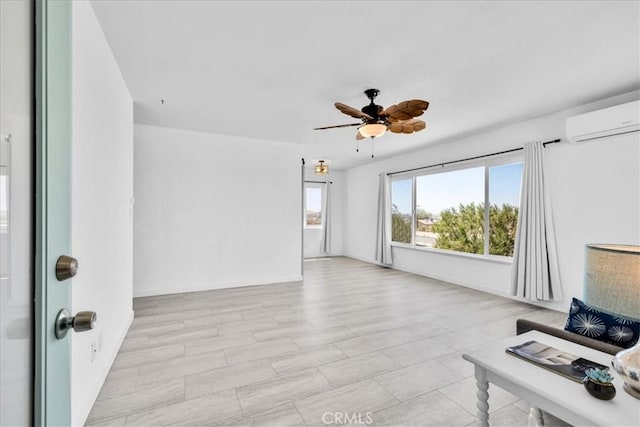 74697 Baseline Rd Unit 29, Palms, CA 92277 - living area with a wall mounted air conditioner and a ceiling fan